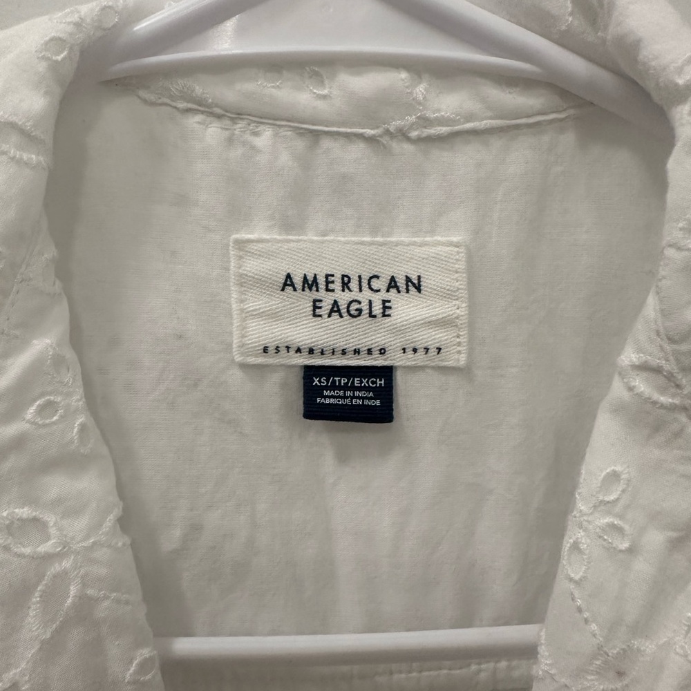 American Eagle White Eyelet Button-Up Blouse - image 2